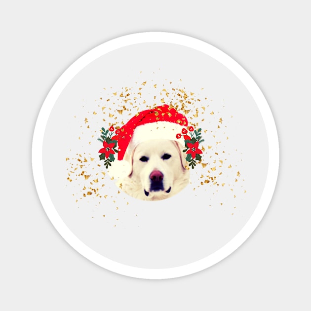 Christmas White Dog Magnet by Grace Daily 